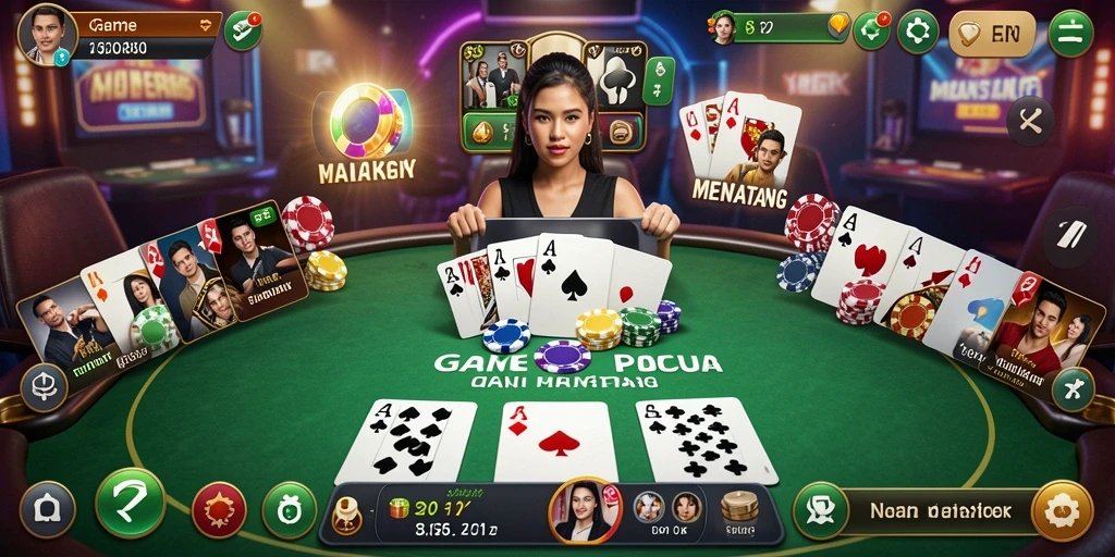 Tampilan gameplay Poker di aplikasi 8180 yang mendebarkan.