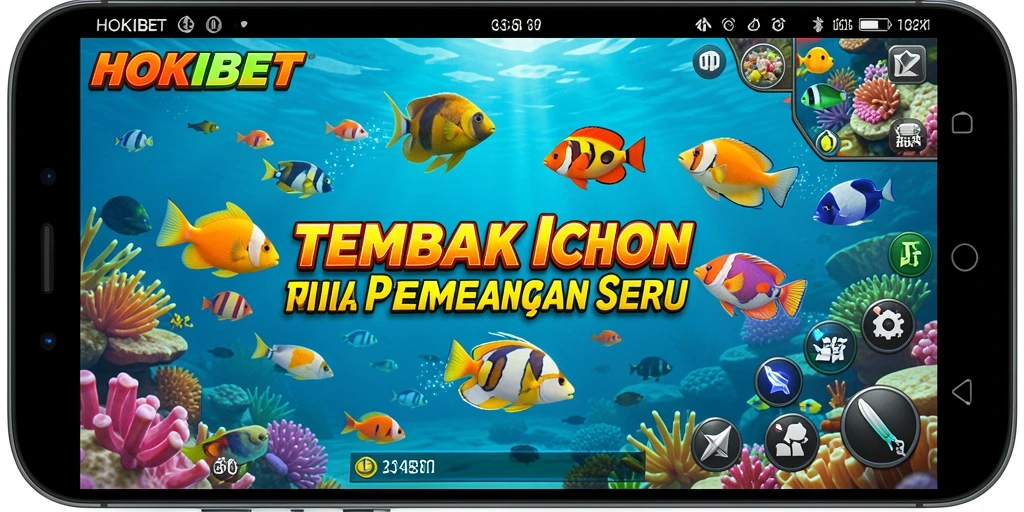 Screenshot HOKIBET menampilkan aksi menembak ikan yang seru dan grafis menarik.