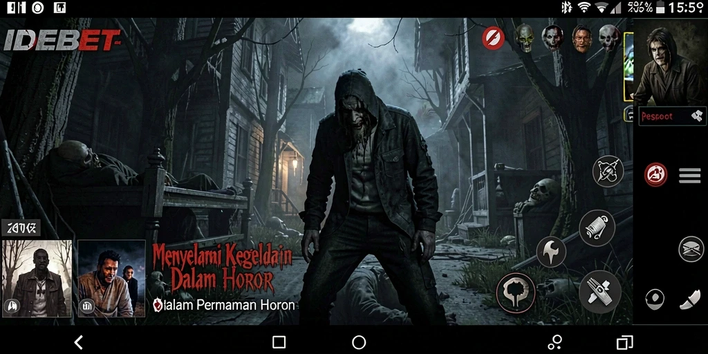 Tampilan menyeramkan gameplay IDEBET di dunia horor.