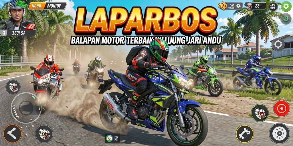 Gameplay LAPARBOS yang menegangkan dan penuh aksi balapan motor.