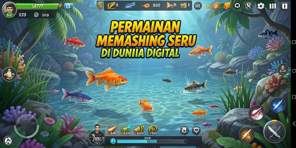 Screenshot LK777 menampilkan aksi seru saat menangkap ikan di lautan.