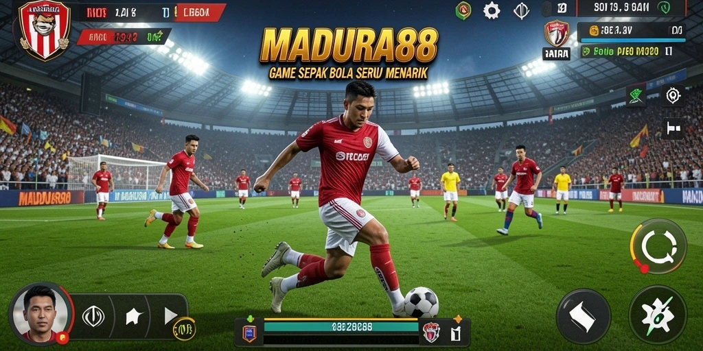 Tampilan gameplay seru dari MADURA88 dalam pertandingan sepak bola.
