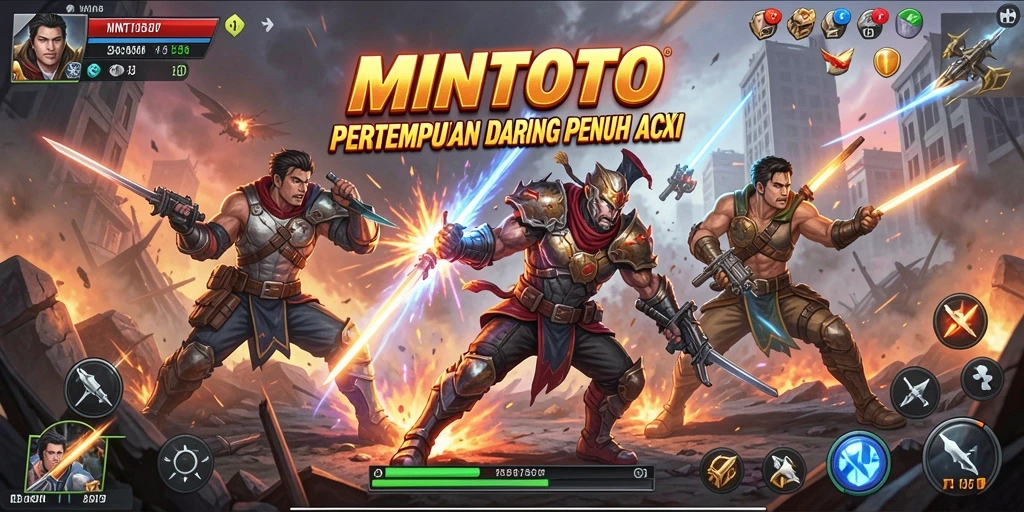 Screenshot gameplay MINTOTO yang menunjukkan aksi menegangkan di arena pertempuran.