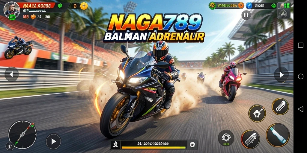 Tampilan seru dari gameplay NAGA789 dalam balapan motor.