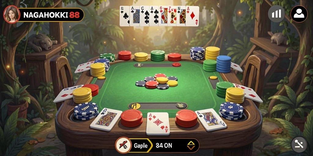 Tampilan gameplay NAGAHOKI88 yang menarik dalam permainan Gaple.