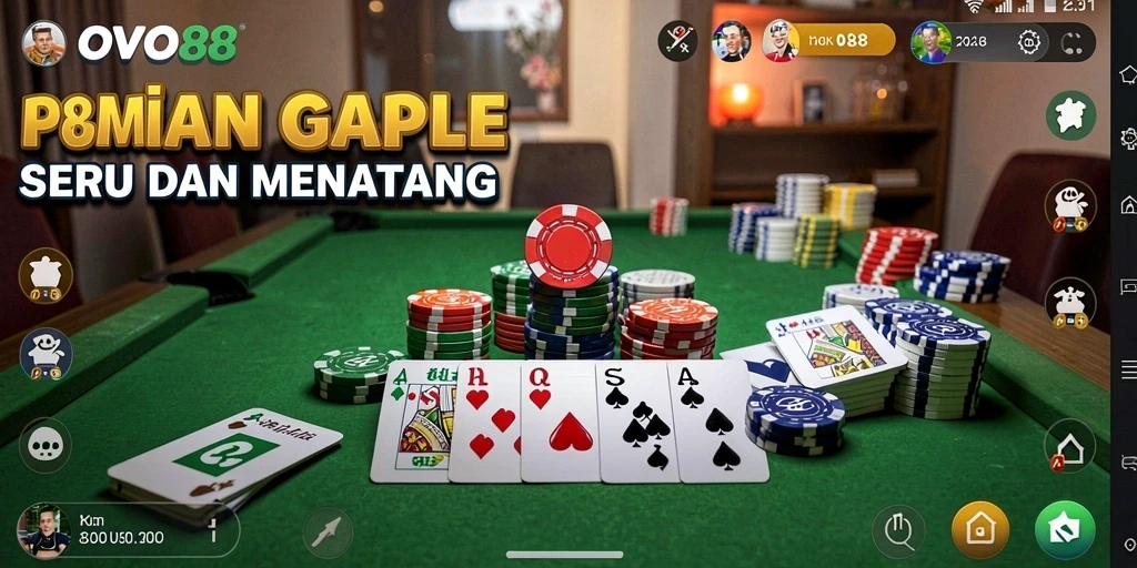 Screenshot gameplay OVO88 yang menampilkan keseruan permainan Gaple.