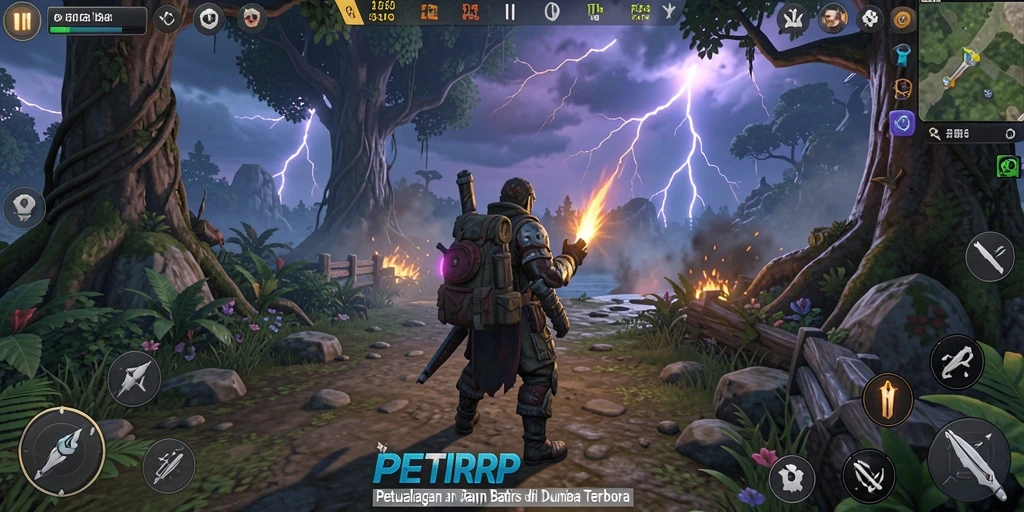 Screenshot gameplay PETIRRP yang menunjukkan eksplorasi bebas di dunia terbuka.