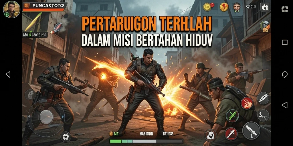 Tampilan gameplay epik di PUNCAKTOTO saat pertempuran sengit.