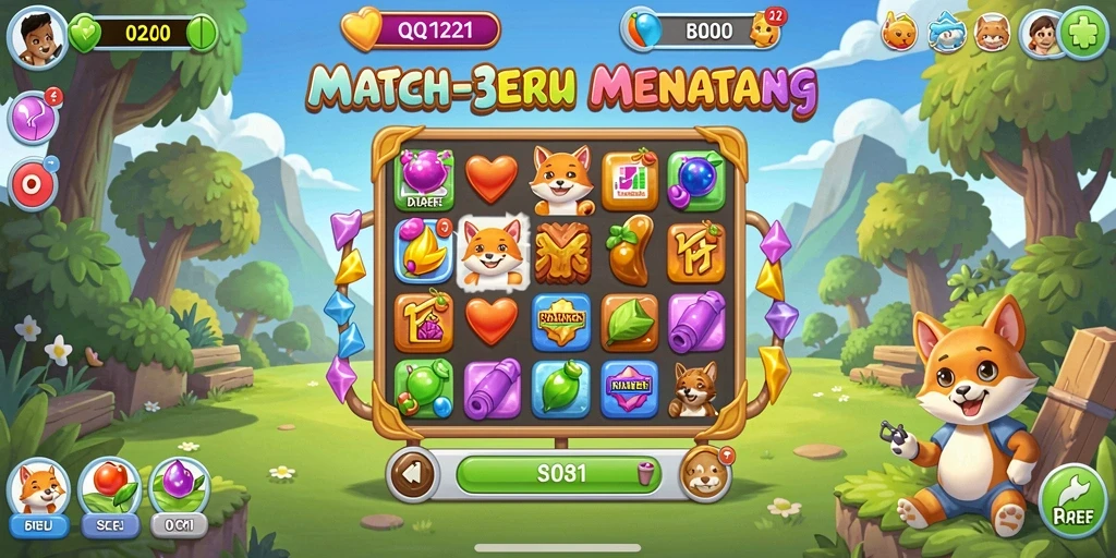 Tampilan gameplay menantang dari QQ1221 yang penuh warna.