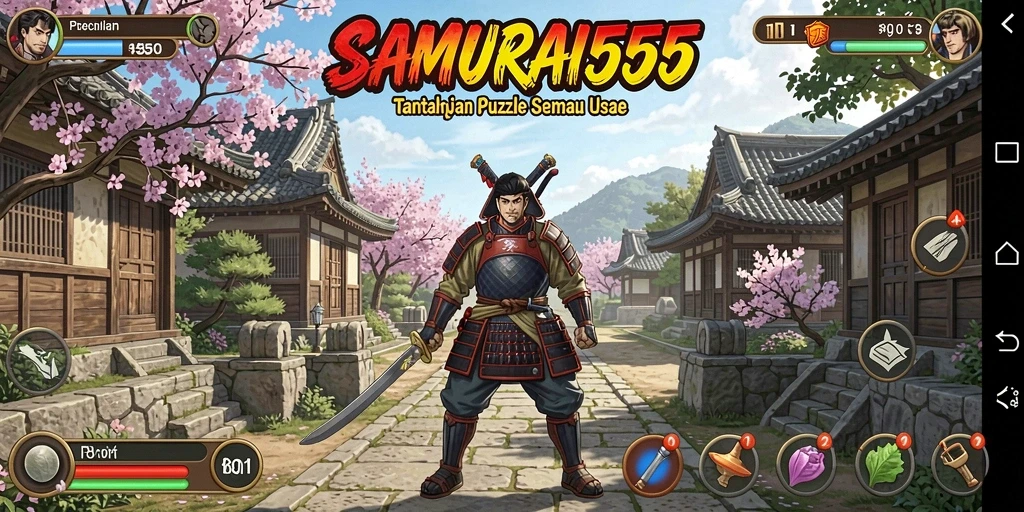 Gameplay seru puzzle dalam SAMURAI555 yang menantang.