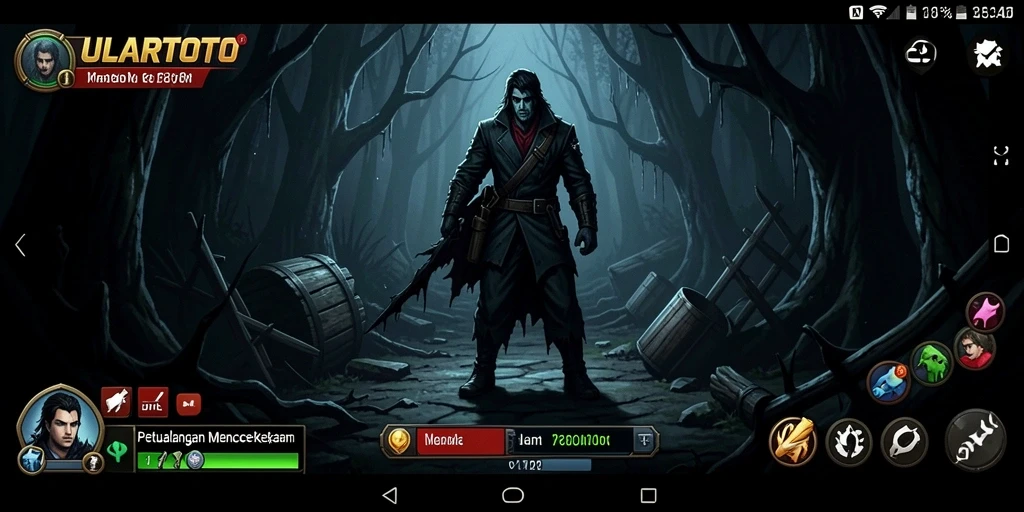 Tampilan gameplay ULARTOTO dengan suasana yang kelam dan mencekam.